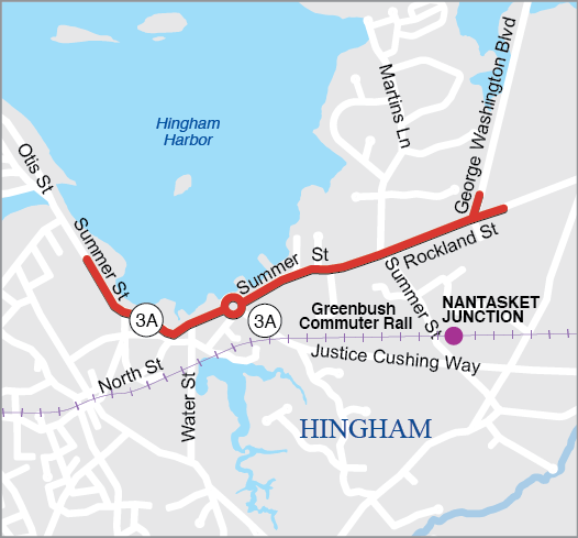 Hingham: Improvements on Route 3A from Otis Street/Cole Road, Including Summer Street and Rotary; Rockland Street to George Washington Boulevard